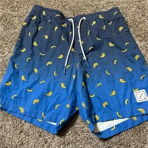 American Eagle Board‎ Shorts Men’s Medium Blue with Banana print drawstring